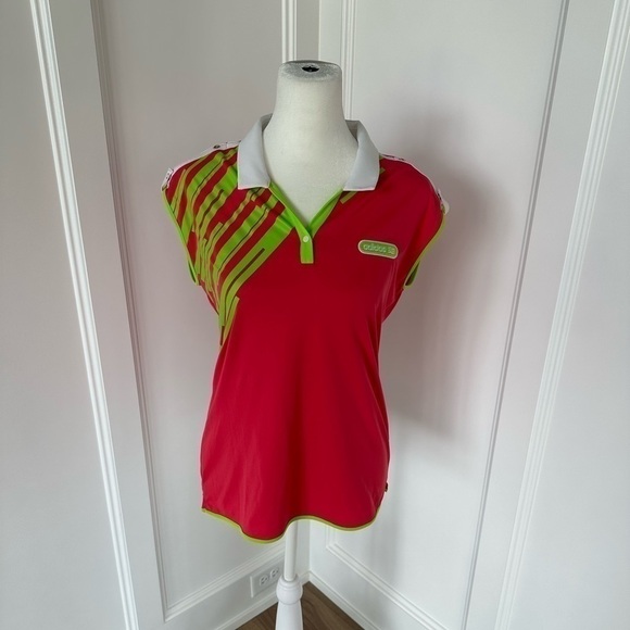 Adidas Golf Womens Pink and Lime Green Sleeveless Athletic Tank Top Size Small - Picture 2 of 14